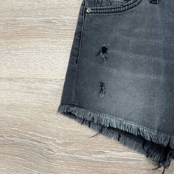 Joe's Cut-off Shorts Women's 26 Black Denim Distressed Mid-Rise Zip Fly Stretch - Picture 3 of 7